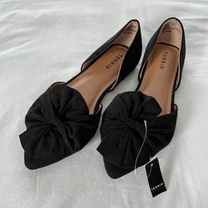 Torrid Faux Suede Twist Bow D'Orsay Flats | Size: 9W | Color: Black
